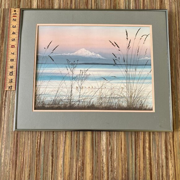 Boundary Bay Framed Art Print Jeane Duffey Mountain Lake Scene Vintage Art - Picture 4 of 5